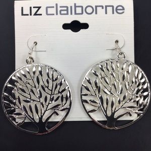 💙😍 Liz Claiborne Silver-Tone Tree Earrings (NWT)